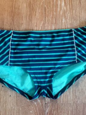 Sperry Teal and Navy Striped Swim Short Shorts